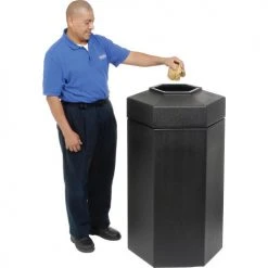 Commercial Zone PolyTec™ Open Top Hex Waste Container, Black, 50-Gallon -Cheap Trash & Recycling Store 240641BK 02