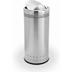 Commercial Zone Precision® Stainless Steel Round Imprinted Trash Can With Swivel Lid, 15 Gallon