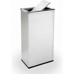Commercial Zone Precision® Stainless Steel Rectangular Trash Can With Swivel Lid, 13-1/2 Gallon