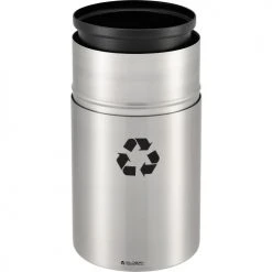 Global Industrial™ Aluminum Round Open Top Recycling Can, 20 Gallon, Satin Clear -Cheap Trash & Recycling Store 240716R 02