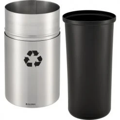 Global Industrial™ Aluminum Round Open Top Recycling Can, 20 Gallon, Satin Clear -Cheap Trash & Recycling Store 240716R 03