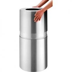 Global Industrial™ Aluminum Round Open Top Trash Can, 20 Gallon, Satin Clear -Cheap Trash & Recycling Store 240716 06