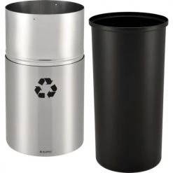 Global Industrial™ Aluminum Round Open Top Recycling Can, 35 Gallon, Satin Clear -Cheap Trash & Recycling Store 240718R 03