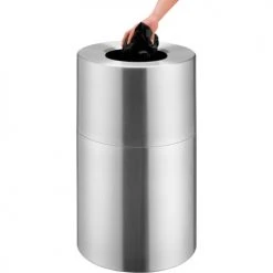 Global Industrial™ Aluminum Round Open Top Trash Can, 35 Gallon, Satin Clear -Cheap Trash & Recycling Store 240718 04