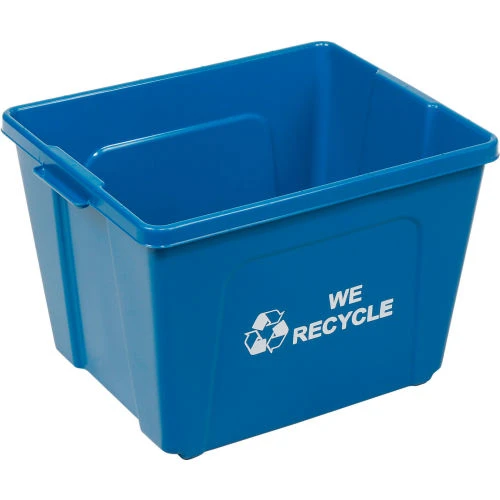 Global Industrial Curbside Recycling Bin, 14 Gallon, Blue 1 Global Industrial Curbside Recycling Bin, 14 Gallon, Blue