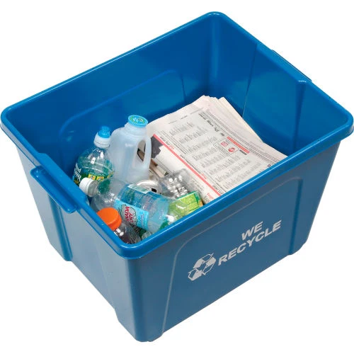 Global Industrial Curbside Recycling Bin, 14 Gallon, Blue 6 Global Industrial Curbside Recycling Bin, 14 Gallon, Blue - Image 6
