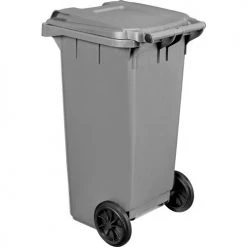 Global Industrial™ Mobile Trash Container with Lid, 32 Gallon Gray -Cheap Trash & Recycling Store 241077GY 03