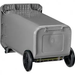Global Industrial™ Mobile Trash Container with Lid, 32 Gallon Gray -Cheap Trash & Recycling Store 241077GY 08