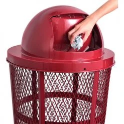 Global Industrial™ Steel Dome Lid For Mesh Trash Container, Red -Cheap Trash & Recycling Store 241111RD 03