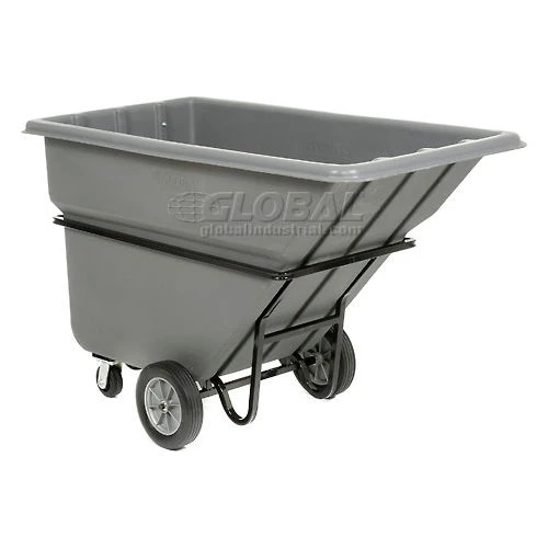 Global Industrial Heavy Duty Plastic Tilt Truck, 1 Cu. Yd. Cap,1250 Lbs. Cap, Gray 5 Global Industrial Heavy Duty Plastic Tilt Truck, 1 Cu. Yd. Cap,1250 Lbs. Cap, Gray - Image 5