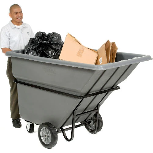 Global Industrial Heavy Duty Plastic Tilt Truck, 1 Cu. Yd. Cap,1250 Lbs. Cap, Gray 1 Global Industrial Heavy Duty Plastic Tilt Truck, 1 Cu. Yd. Cap,1250 Lbs. Cap, Gray
