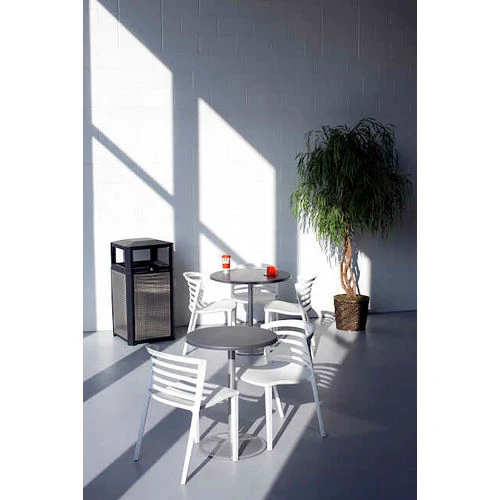 Safco® Outdoor Perforated Steel Side Opening Trash Can, 15 Gallon, Black 5 Safco® Outdoor Perforated Steel Side Opening Trash Can, 15 Gallon, Black - Image 5