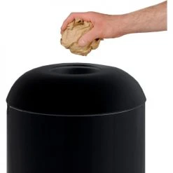 Rubbermaid® Steel Round Open Top Trash Can W/Galvanized Liner, 15 Gallon, High Gloss Black -Cheap Trash & Recycling Store 257910BK 04