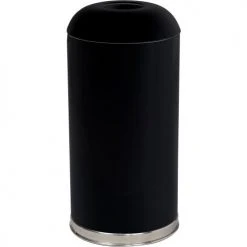 Rubbermaid® Steel Round Open Top Trash Can W/Galvanized Liner, 15 Gallon, High Gloss Black -Cheap Trash & Recycling Store 257910BK 05