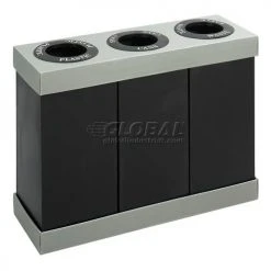 Safco® Recycling Center For Plastic/Cans/Waste, 84 Gallon, Black/Gray