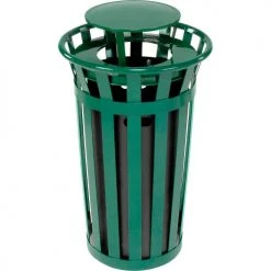 Global Industrial Outdoor Slatted Steel Trash Can With Rain Bonnet Lid, 24 Gallon, Green 21 Global Industrial Outdoor Slatted Steel Trash Can With Rain Bonnet Lid, 24 Gallon, Green -Cheap Trash & Recycling Store 260803GN 03