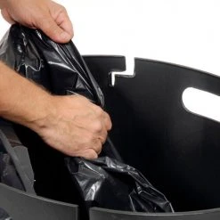 Global Industrial™ Outdoor Slatted Steel Trash Can With Rain Bonnet Lid, 36 Gallon, Black -Cheap Trash & Recycling Store 260804BK 09