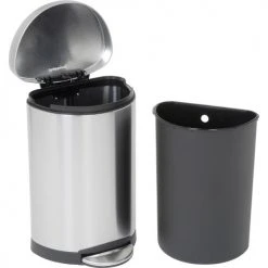 simplehuman® Mini Semi Round Step Can - 2-3/5 Gallon Brushed SS -Cheap Trash & Recycling Store 261006SS 02
