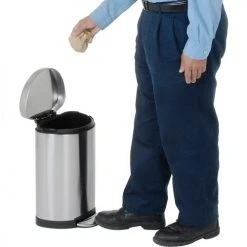 simplehuman® Mini Semi Round Step Can - 2-3/5 Gallon Brushed SS -Cheap Trash & Recycling Store 261006SS 03