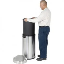 Simplehuman® Stainless Steel Swing Top Trash Can, 14-1/2 Gallon -Cheap Trash & Recycling Store 261012SS 06