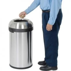 Simplehuman® Steel Stainless Bullet Open Top Trash Can, 16 Gallon -Cheap Trash & Recycling Store 261013SS 02