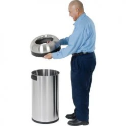 Simplehuman® Steel Stainless Bullet Open Top Trash Can, 16 Gallon -Cheap Trash & Recycling Store 261013SS 04
