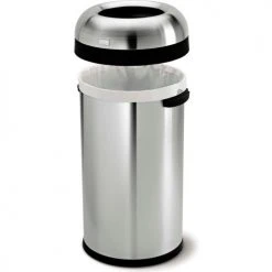 Simplehuman® Steel Stainless Bullet Open Top Trash Can, 16 Gallon -Cheap Trash & Recycling Store 261013SS 2