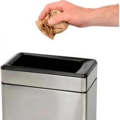 Simplehuman® Stainless Steel Open Profile Trash Can, 2-3/5 Gallon -Cheap Trash & Recycling Store 261014SS 04