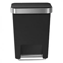 simplehuman® CW1385 Rectangular Plastic Step Can - 12 Gallon Black