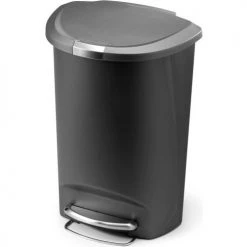 simplehuman® Semi Round Plastic Step Can - 13 Gallon Gray