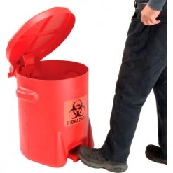 Eagle Mfg Eagle 14 Gallon Safety Poly Biohazardous Waste Can, Red - 947BIO -Cheap Trash & Recycling Store 261106 04