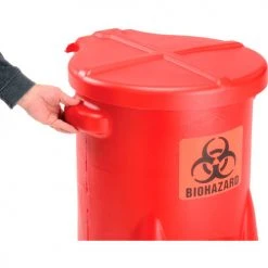 Eagle Mfg Eagle 14 Gallon Safety Poly Biohazardous Waste Can, Red - 947BIO -Cheap Trash & Recycling Store 261106 07
