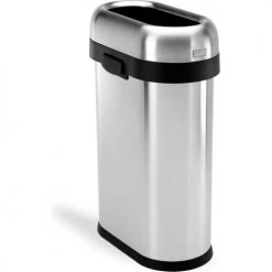 Simplehuman® Stainless Steel Slim Oval Open Top Trash Can, 13 Gallon -Cheap Trash & Recycling Store 261342SS
