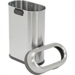 Simplehuman® Stainless Steel Slim Oval Open Top Trash Can, 13 Gallon -Cheap Trash & Recycling Store 261342SS 02