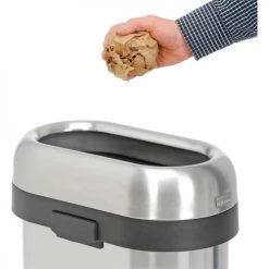 Simplehuman® Stainless Steel Slim Oval Open Top Trash Can, 13 Gallon -Cheap Trash & Recycling Store 261342SS 09