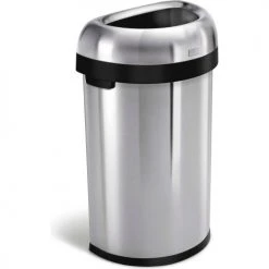 Simplehuman® Stainless Steel Semi-Round Open Top Trash Can, 16 Gallon -Cheap Trash & Recycling Store 261343SS