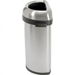 Simplehuman® Stainless Steel Semi-Round Open Top Trash Can, 16 Gallon -Cheap Trash & Recycling Store 261343SS 02