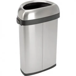 Simplehuman® Stainless Steel Semi-Round Open Top Trash Can, 16 Gallon -Cheap Trash & Recycling Store 261343SS 04