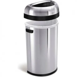 Simplehuman® Stainless Steel Semi-Round Open Top Trash Can, 16 Gallon -Cheap Trash & Recycling Store 261343SS 2