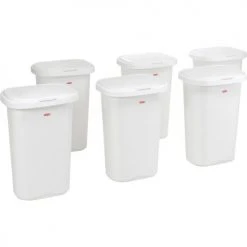 Rubbermaid® Liner Lock Spring Top Wastebasket 5l58 52 Qt, White 21 Rubbermaid® Liner Lock Spring Top Wastebasket 5l58 52 Qt, White -Cheap Trash & Recycling Store 261587WH 03