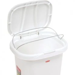 Rubbermaid® Liner Lock Spring Top Wastebasket 5l58 52 Qt, White 24 Rubbermaid® Liner Lock Spring Top Wastebasket 5l58 52 Qt, White -Cheap Trash & Recycling Store 261587WH 06