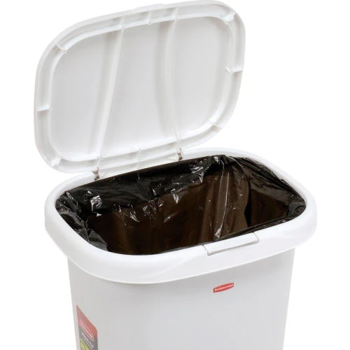 Rubbermaid® Liner Lock Spring Top Wastebasket 5l58 52 Qt, White 8 Rubbermaid® Liner Lock Spring Top Wastebasket 5l58 52 Qt, White - Image 8