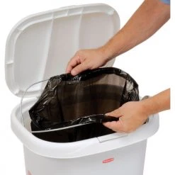 Rubbermaid® Liner Lock Spring Top Wastebasket 5l58 52 Qt, White 26 Rubbermaid® Liner Lock Spring Top Wastebasket 5l58 52 Qt, White -Cheap Trash & Recycling Store 261587WH 08