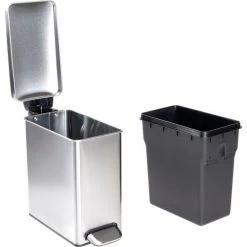 simplehuman® Brushed Stainless Steel Profile Step Can, 2-3/5 Gallon -Cheap Trash & Recycling Store 261606SS 03