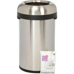 Simplehuman® Stainless Steel Bullet Open Top Trash Can, 21 Gallon -Cheap Trash & Recycling Store 261744SS 03