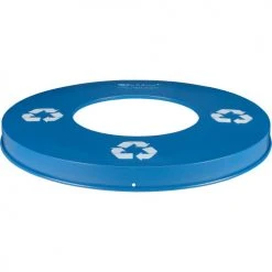 Global Industrial™ Outdoor Slatted Recycling Can w/Flat Lid, 36 Gallon, Blue -Cheap Trash & Recycling Store 261800BL 08