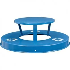 Global Industrial™ Outdoor Slatted Steel Recycling Can w/Rain Bonnet Lid, 36 Gallon, Blue -Cheap Trash & Recycling Store 261850BL 03