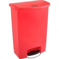 Rubbermaid® Slim Jim® 1883570 Plastic Step On Container, Front Step 24 Gallon - Red