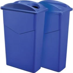 Global Industrial™ Recycling System For Paper/Bottles & Cans, 46 Gallon, Blue