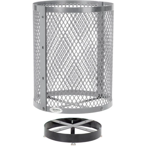 Global Industrial Outdoor Diamond Steel Trash Can With Flat Lid & Base, 36 Gallon, Gray 4 Global Industrial Outdoor Diamond Steel Trash Can With Flat Lid & Base, 36 Gallon, Gray - Image 4